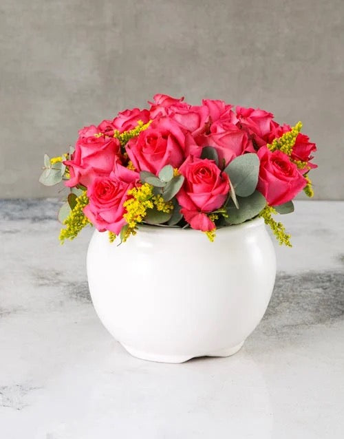 Pink Roses With A Vase