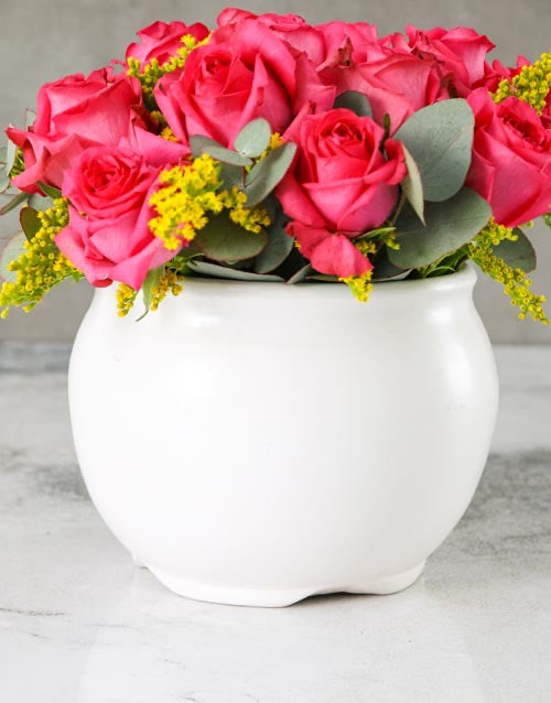 Pink Roses With A Vase